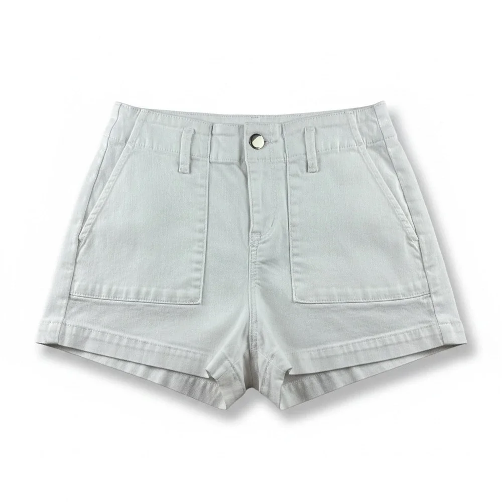 Loft White Denim Utility Shorts Womens 24‎ Petite 00 High Rise Patch Pocket